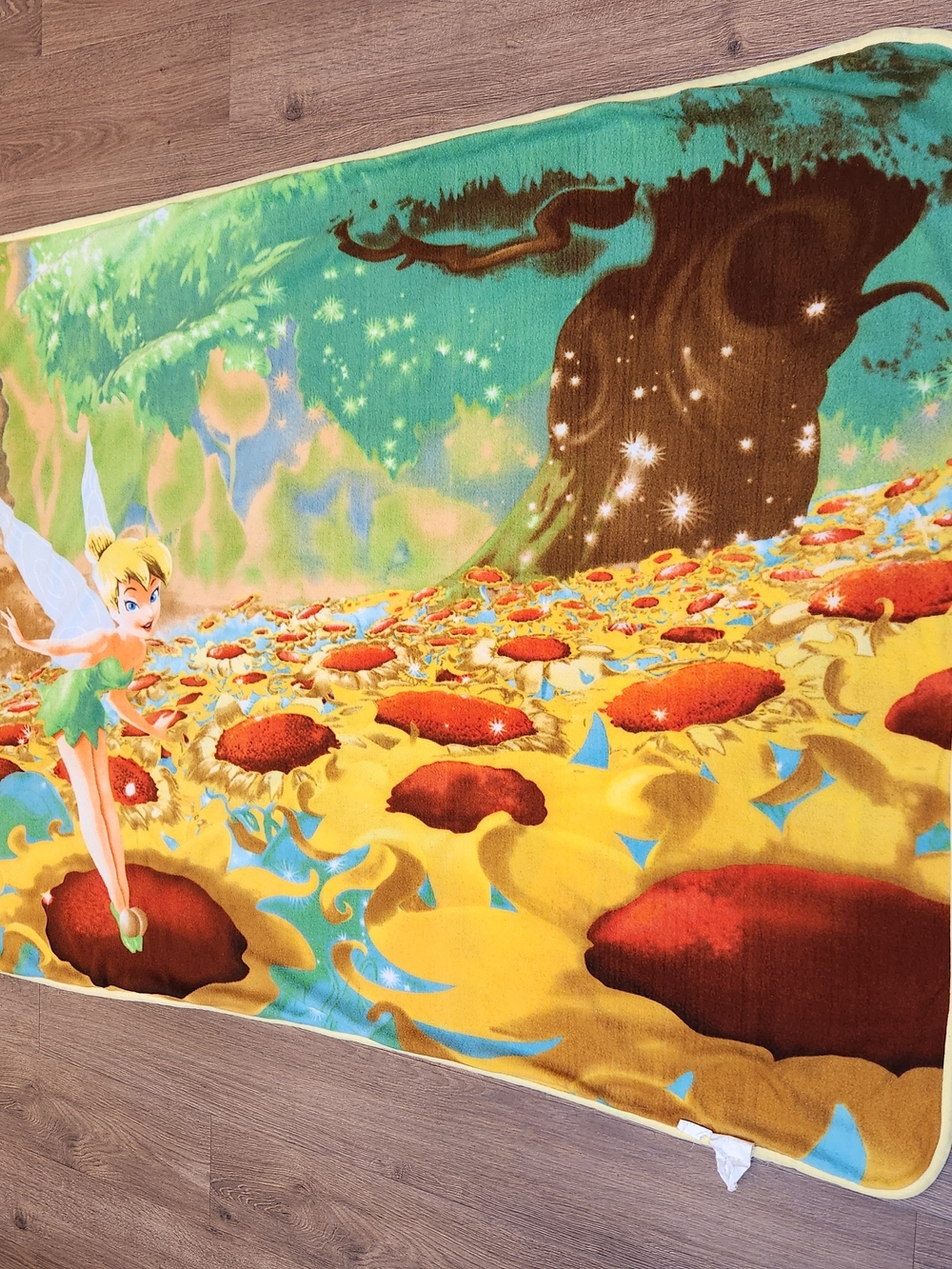 Disney Fairies Tinkerbell & Friends Believe Sunflower Forest Reversible Throw